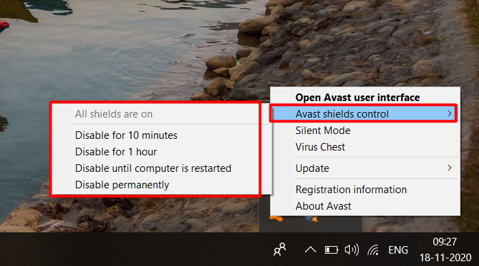 how temperaly disable avast for mac