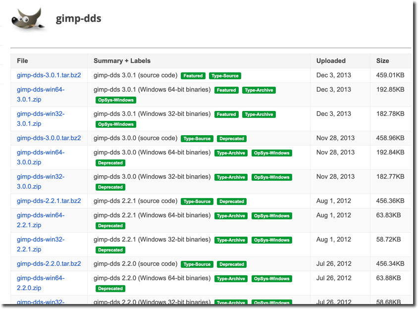 official GIMP DDS plugin