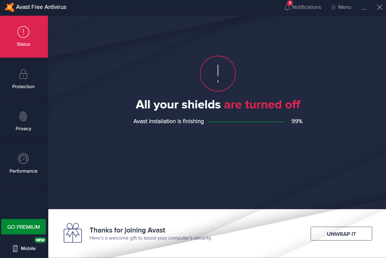 successfully turn off avast