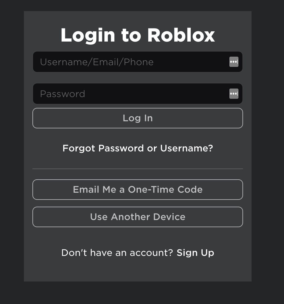 Roblox Login Screen